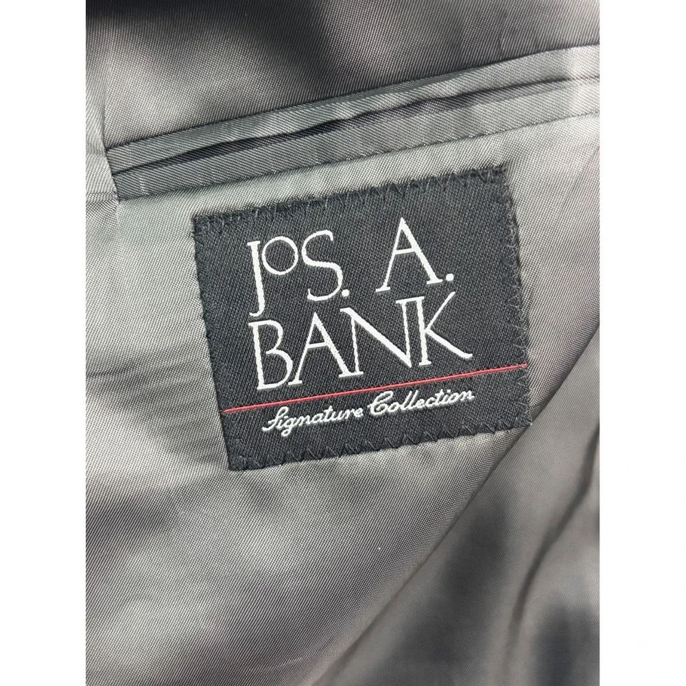 Jos A Bank 43 R 37x30 gray herringbone 2pc Pant‎ Suit Signature Collection Wool